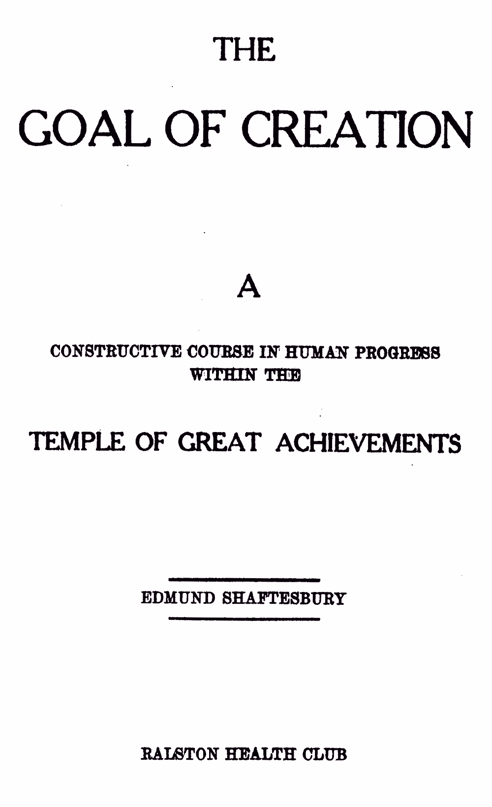 The Goal of Creation