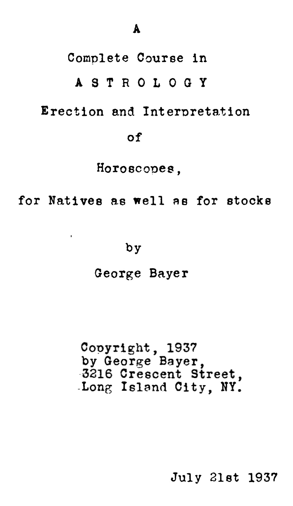 A Complete Course in Astrology