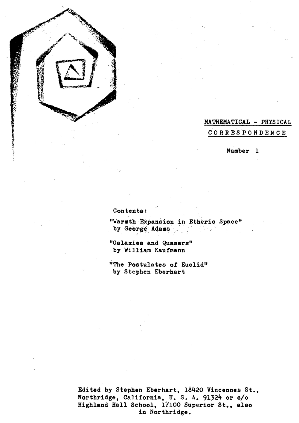 Mathematical-Physical Correspondence