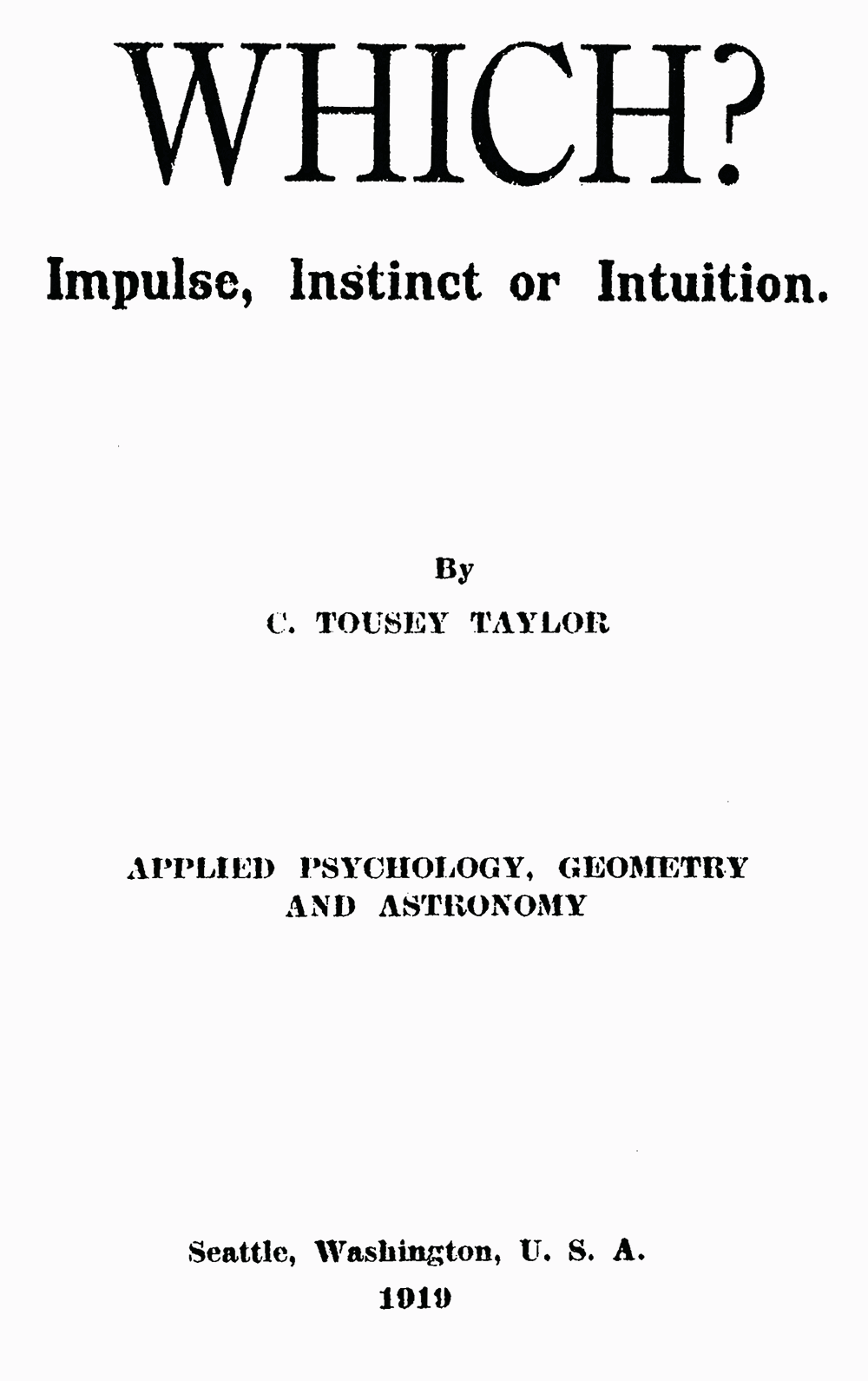 Which? Impulse, Instinct or Intuition