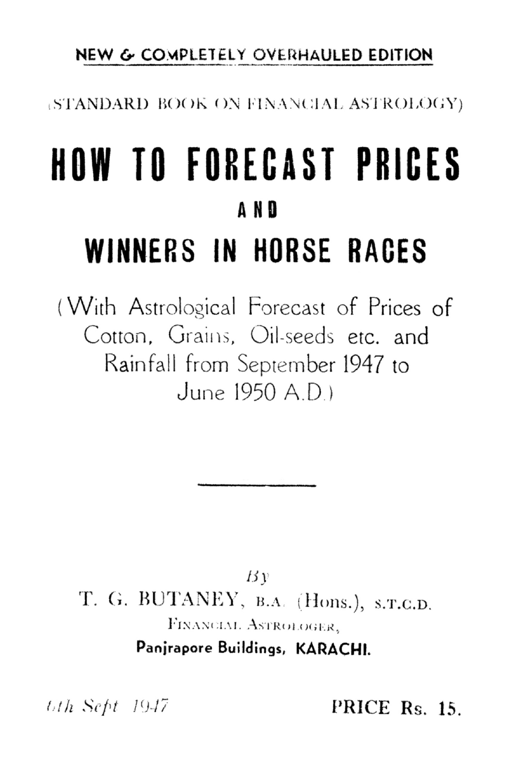 How to Forecast Prices & Winners in Horse Races