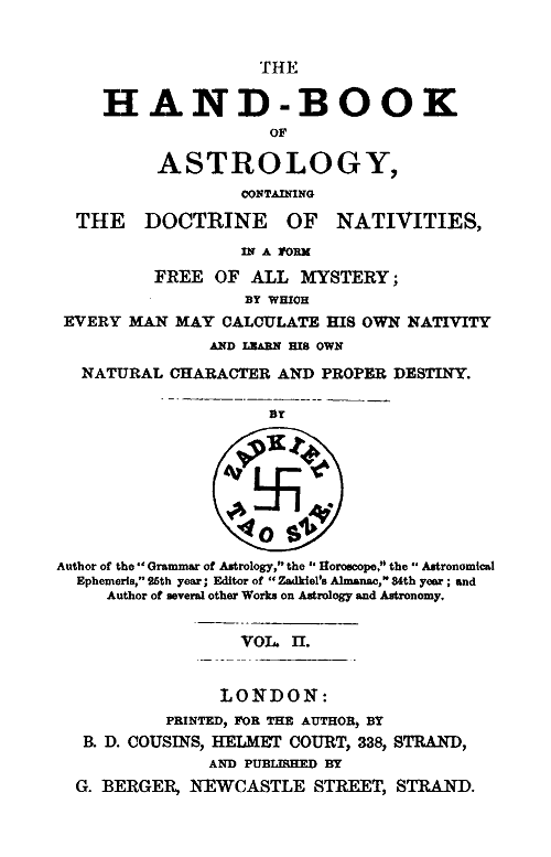 The Handbook of Astrology Vol. II