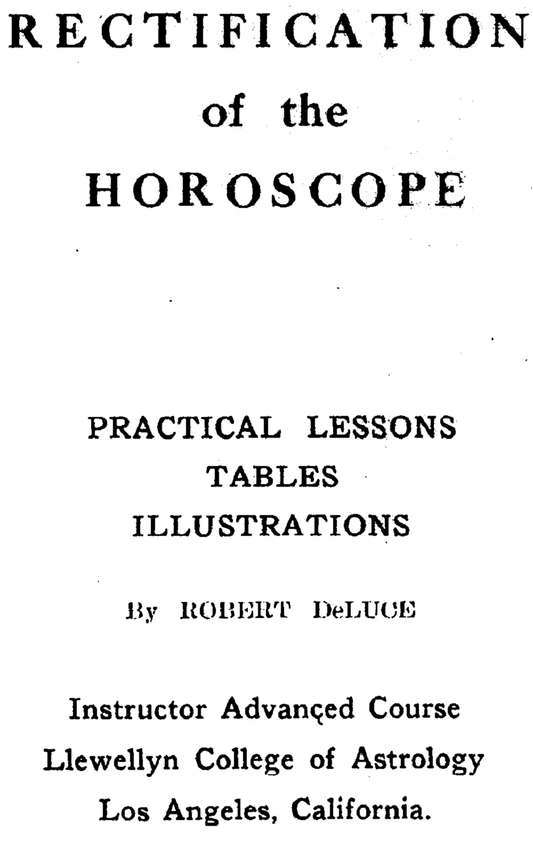 Rectification of the Horoscope