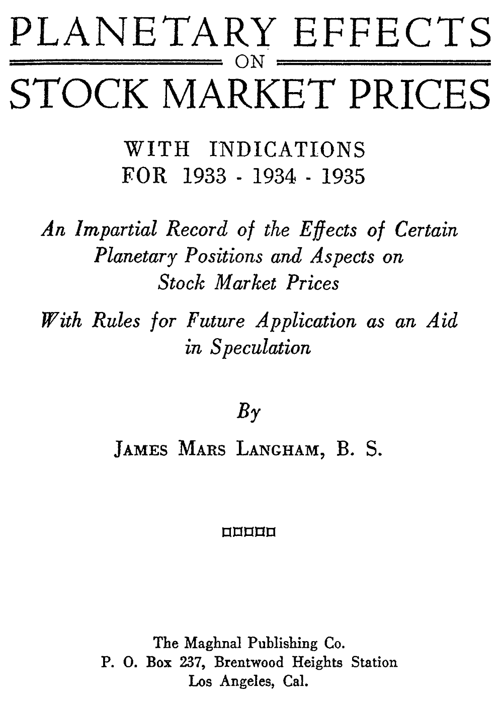 Planetary Effects on Stock Market Prices