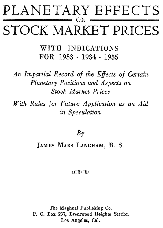 Planetary Effects on Stock Market Prices