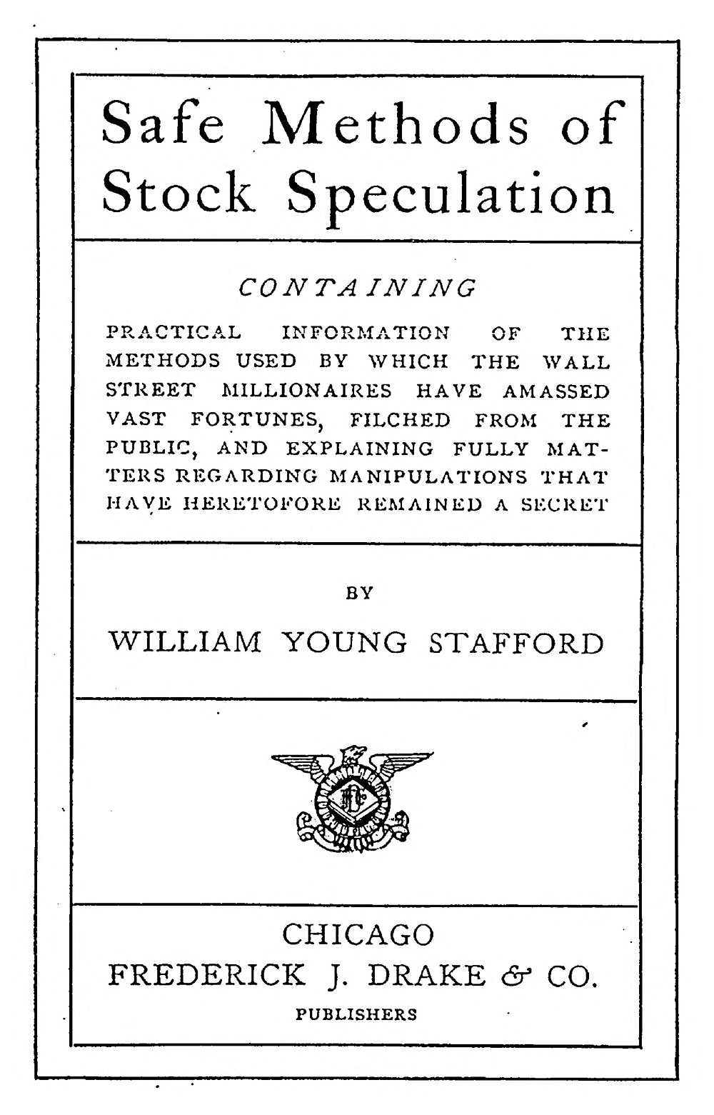 Safe Methods of Stock Speculation