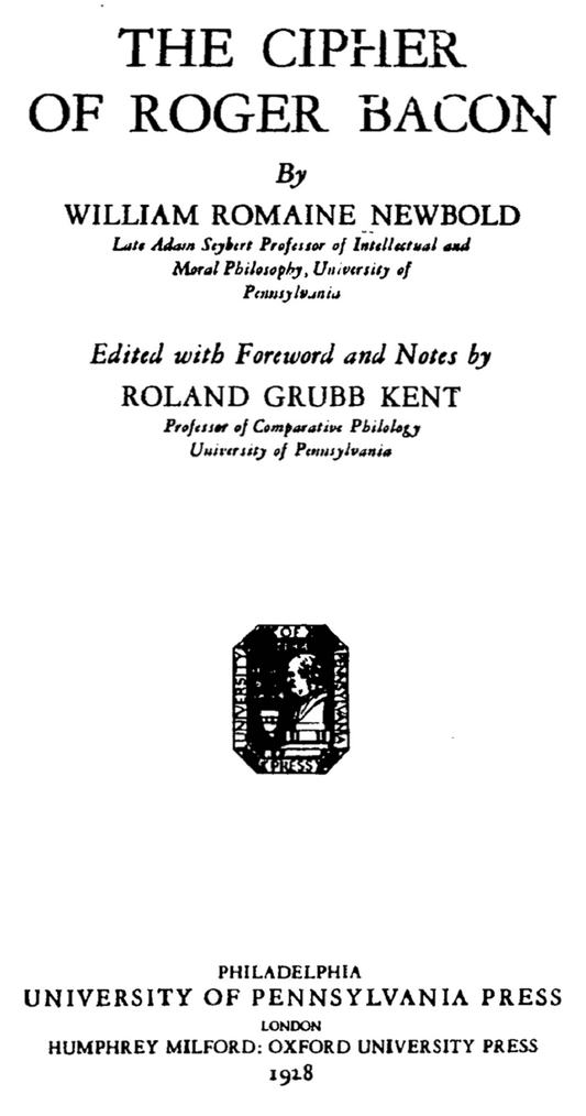 The Cipher of Roger Bacon
