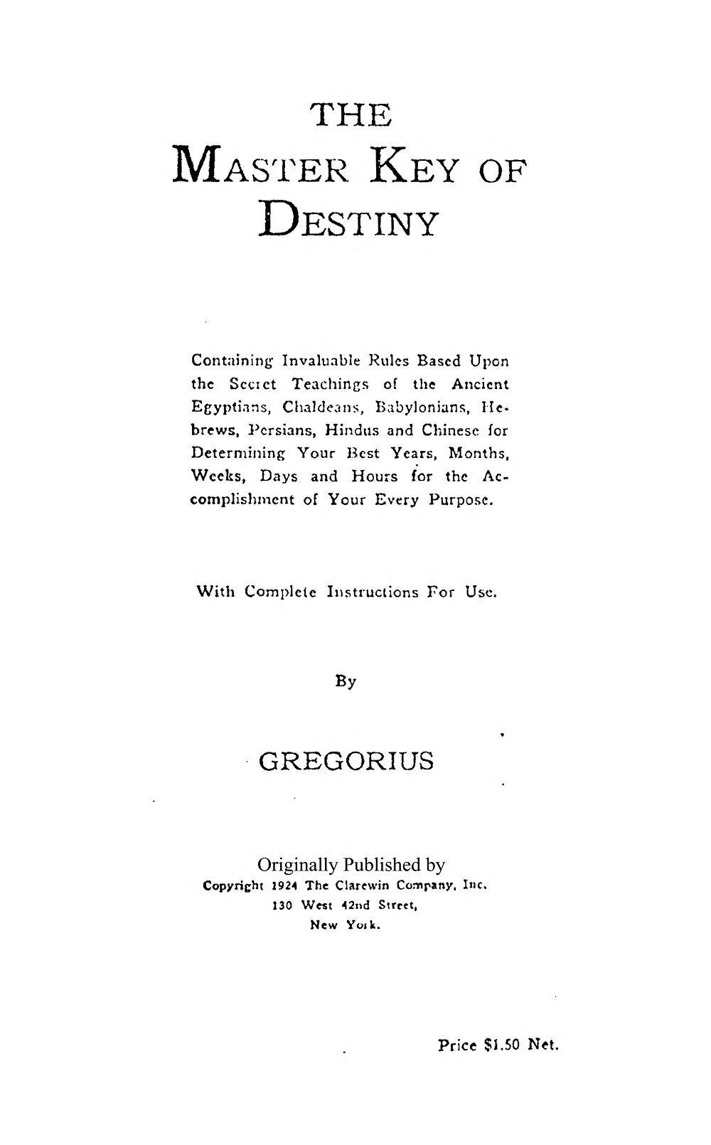 The Master Key of Destiny