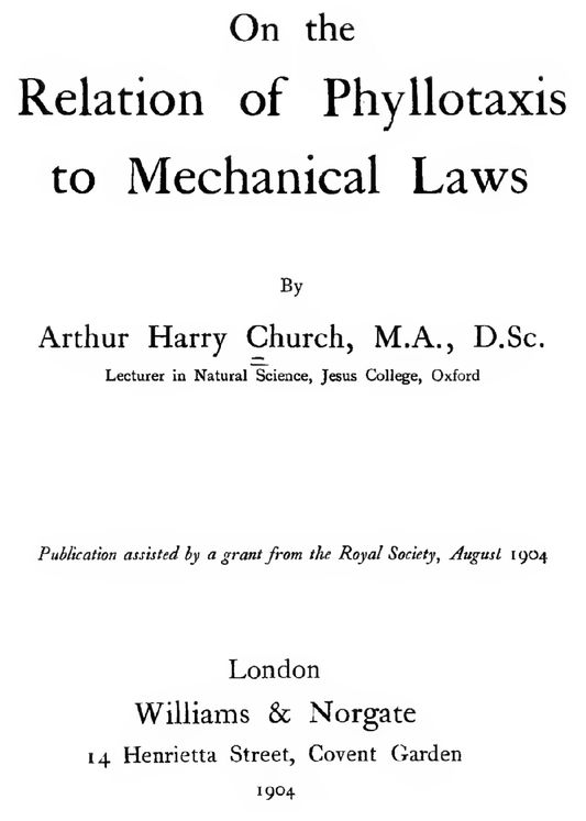 On the Relation of Phyllotaxis to Mechanical Law