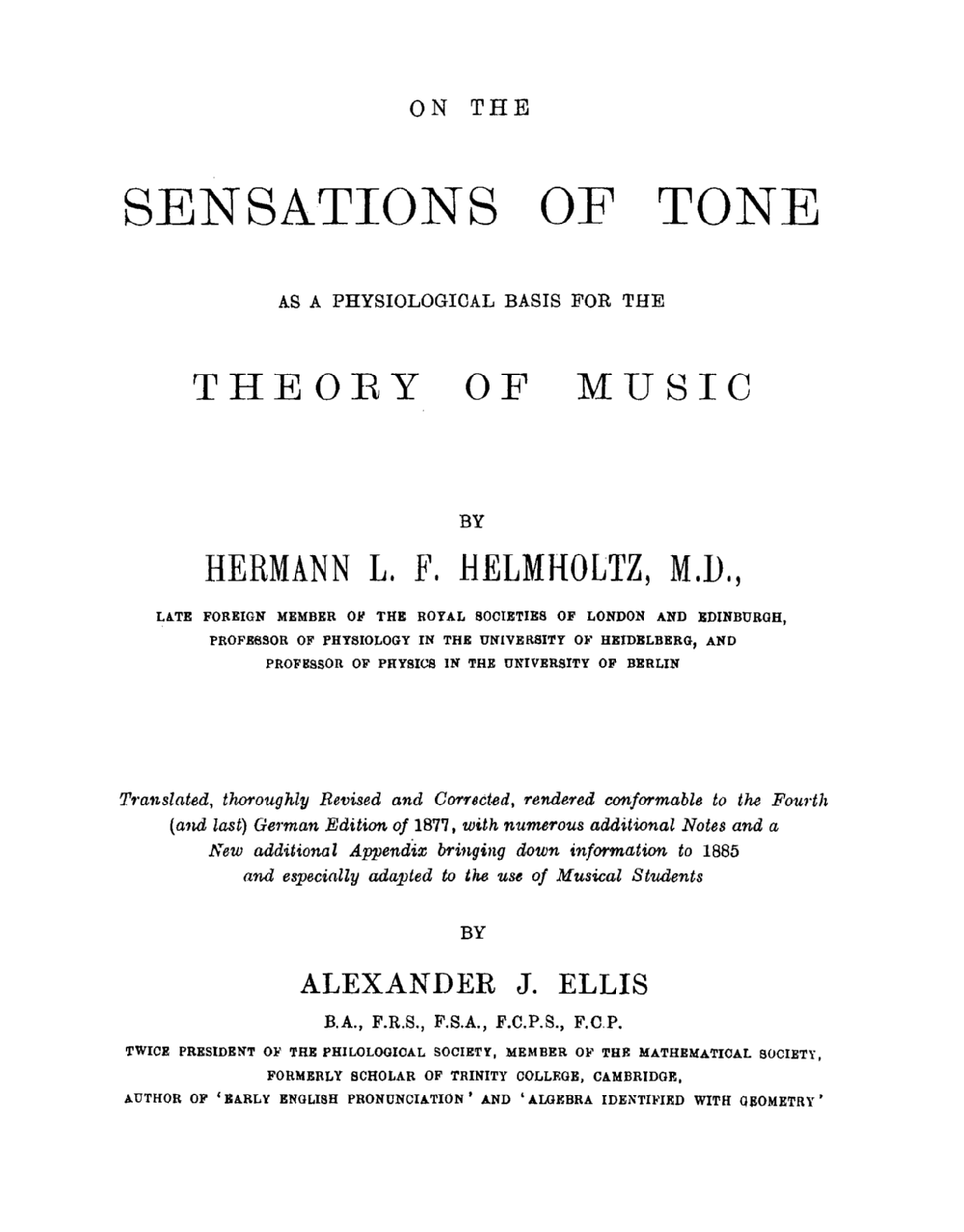 On the Sensations of Tone
